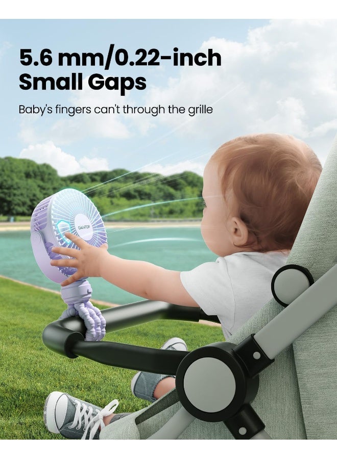 Gaiatop Mini Electric Fan with 360 Rotation, 5.5mm Gaps, Rechargeable Battery, 3 Speeds, Purple - Image 2