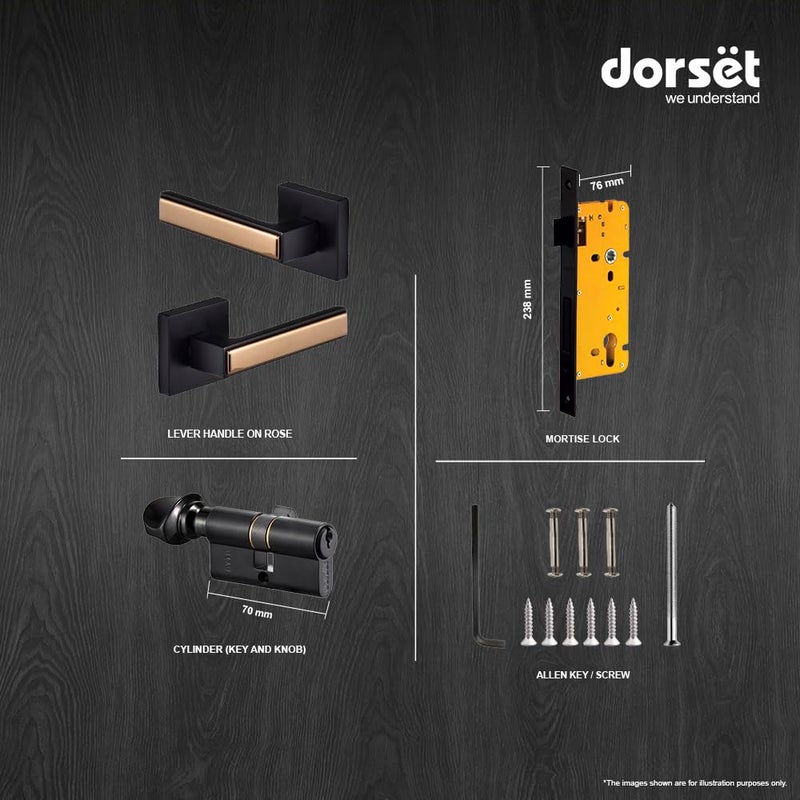 Dorset Kaira X On Rose Handle 70 mm Key and Knob Cylinder Ideal for BedroomMain Doors MLKAIOR07GMHG - Image 4