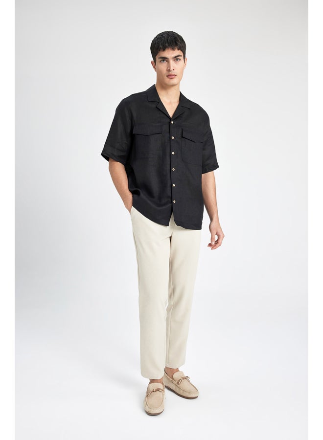 DeFacto Man Smart Casual Relax Fit Resort Neck Woven Short Sleeve Shirt - Image 3