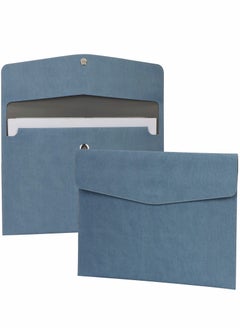 SYOSI File Folder, PU Leather A4 Document Holder Organizer Filing Envelope Portfolio Case Tablet Sleeve with Magnetic Snap Closure for Home School Office Stationery (Blue)  - Image 1