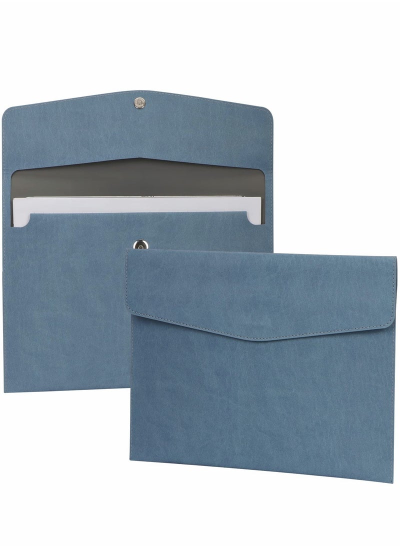 SYOSI - File Folder, PU Leather A4 Document Holder Organizer Filing Envelope Portfolio Case Tablet Sleeve with Magnetic Snap Closure for Home School Office Stationery (Blue) - Image 1