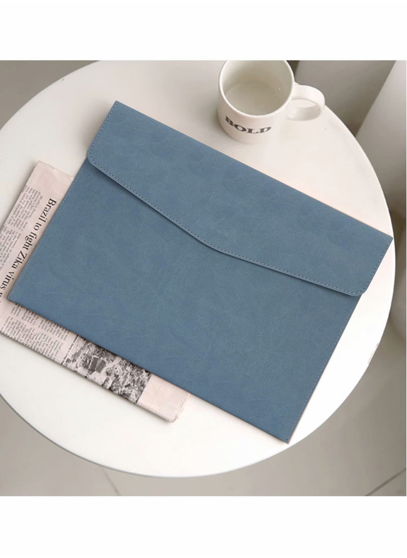 SYOSI - File Folder, PU Leather A4 Document Holder Organizer Filing Envelope Portfolio Case Tablet Sleeve with Magnetic Snap Closure for Home School Office Stationery (Blue) - Image 1