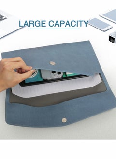 SYOSI File Folder, PU Leather A4 Document Holder Organizer Filing Envelope Portfolio Case Tablet Sleeve with Magnetic Snap Closure for Home School Office Stationery (Blue)  - Image 4