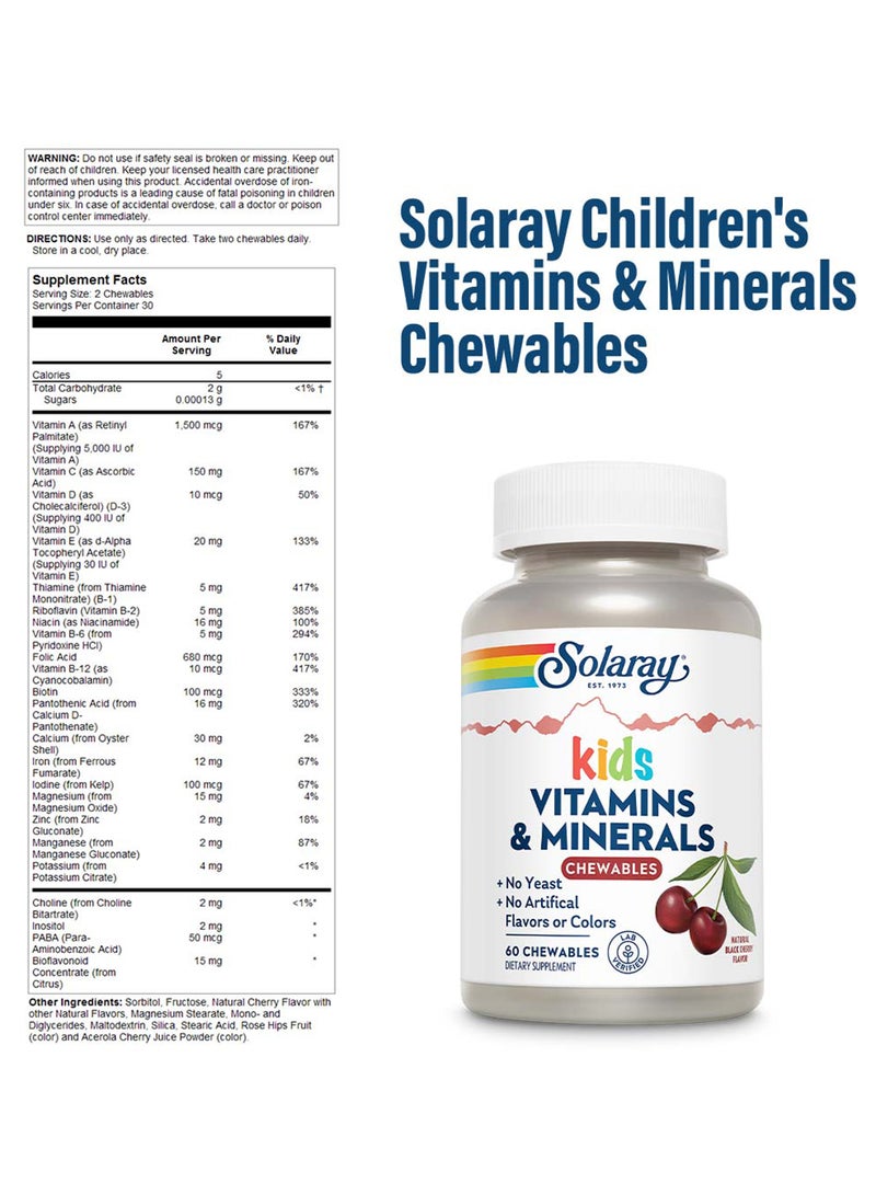 Solaray Kids Vitamins And Minerals Chewables, Pack of 60's  - Image 4