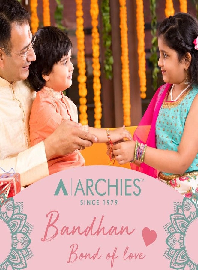 ARCHIES Rakhi for Brother on Rakshabandhan | Buddha Idol Combo Set with 3 Special Rakhi for Bhaiya/Bro/Bhai with Card (Pack of 7) AR-64 - Image 4
