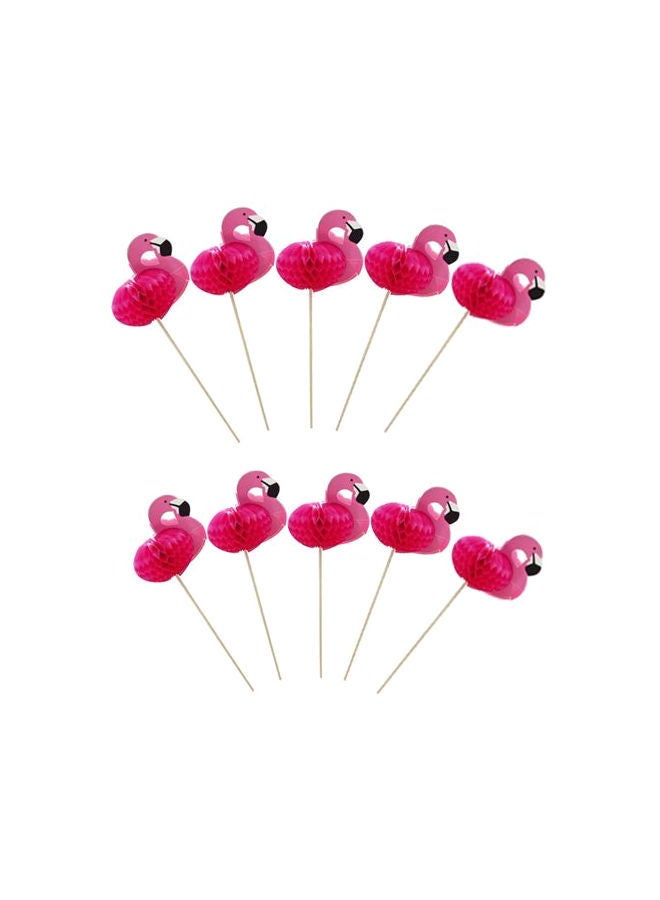 NIBEMINENT 10-Piece Flamingo Paper Straws Red/Pink - Image 1