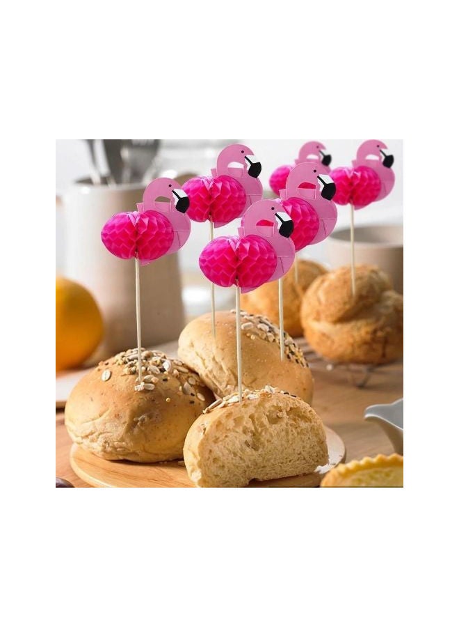 NIBEMINENT 10-Piece Flamingo Paper Straws Red/Pink - Image 2