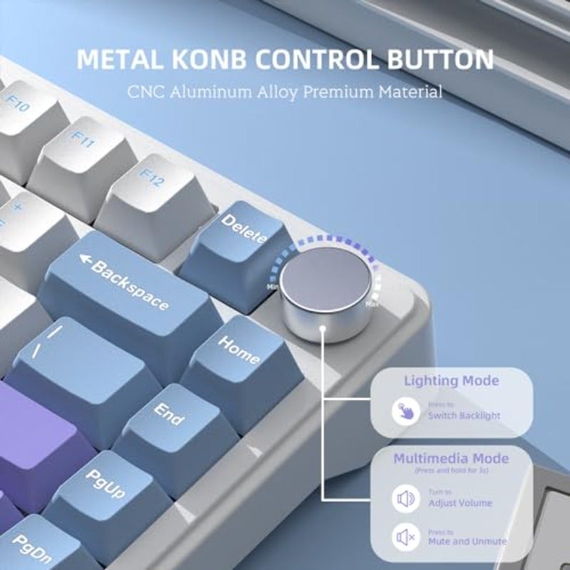 A.JAZZ x ATTACK SHARK X85 Gasket Mechanical Keyboard75 Wireless Gaming Keyboard with Knob 5-Layer Padding 2.4G Wireless Bluetooth USB-C Wired Hot-Swap Linear Switch RGB NKRO for PC MAC White Purple - Image 3