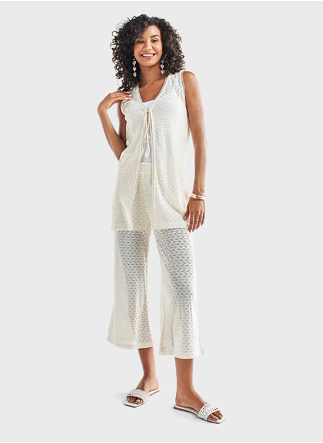 FAV Tie Detailed Textured Kimono  - Image 4