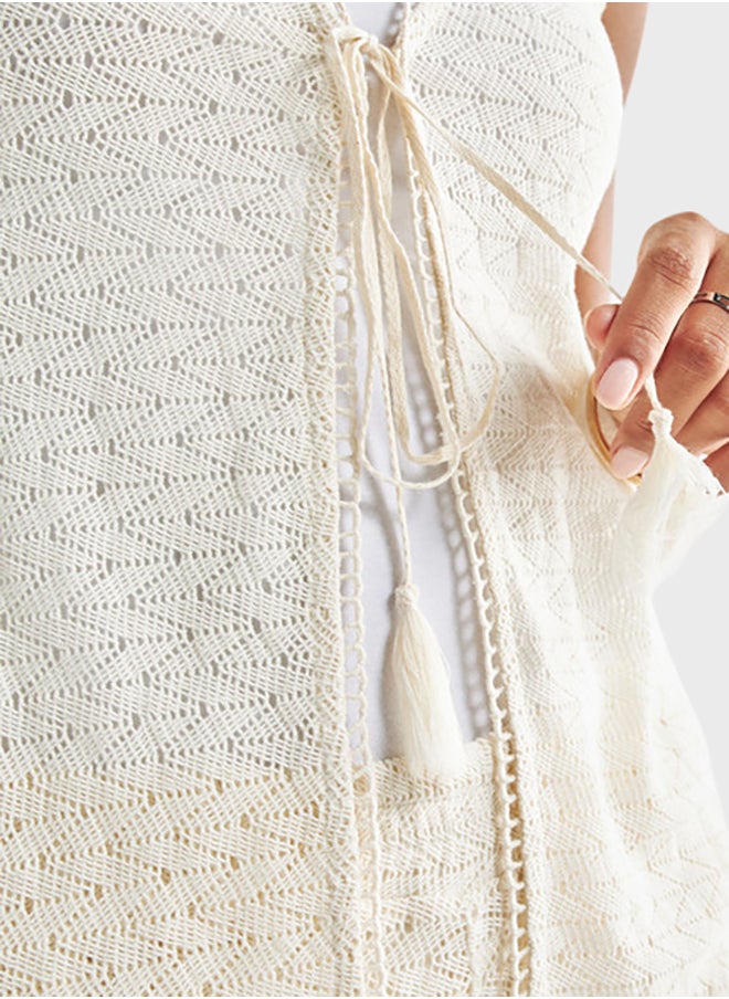 FAV Tie Detailed Textured Kimono  - Image 3