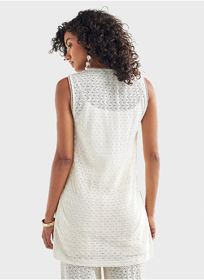 FAV Tie Detailed Textured Kimono  - Image 2