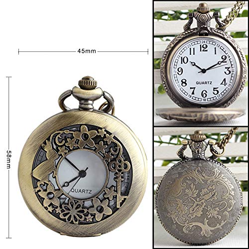 VIGOROSO Watches Alice in Wonderland Rabbit Flower Vintage Retro Steampunk Pocket Watch Black Box - Image 2