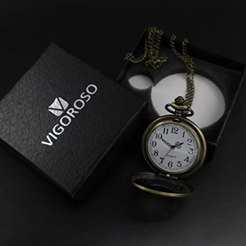 VIGOROSO Watches Alice in Wonderland Rabbit Flower Vintage Retro Steampunk Pocket Watch Black Box - Image 5