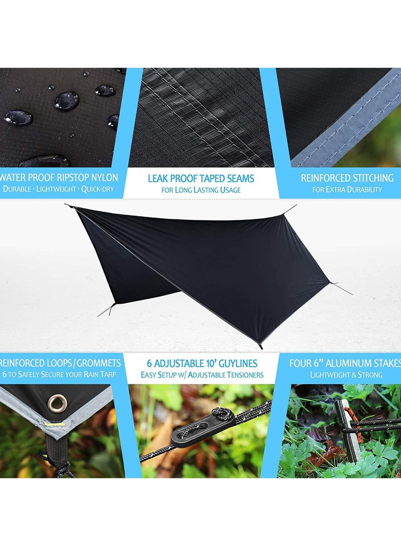 Camping Tarp - Waterproof Hammock Tarp Rain Fly, Premium Lightweight Tent Tarp, Easy to Setup Camping Tarp Tent for Backpacking, Hiking, Travel, Outdoor Adventures Survival Shelter Sunshade - Image 4