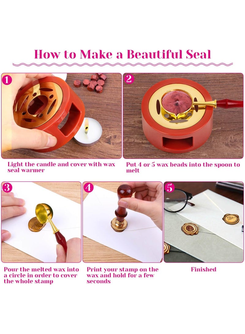 PAXCOO Sealing Wax, Paxcoo 312pcs Sealing Wax Kit with Warmer, Spoon for Stamp Letter Seal - Image 4