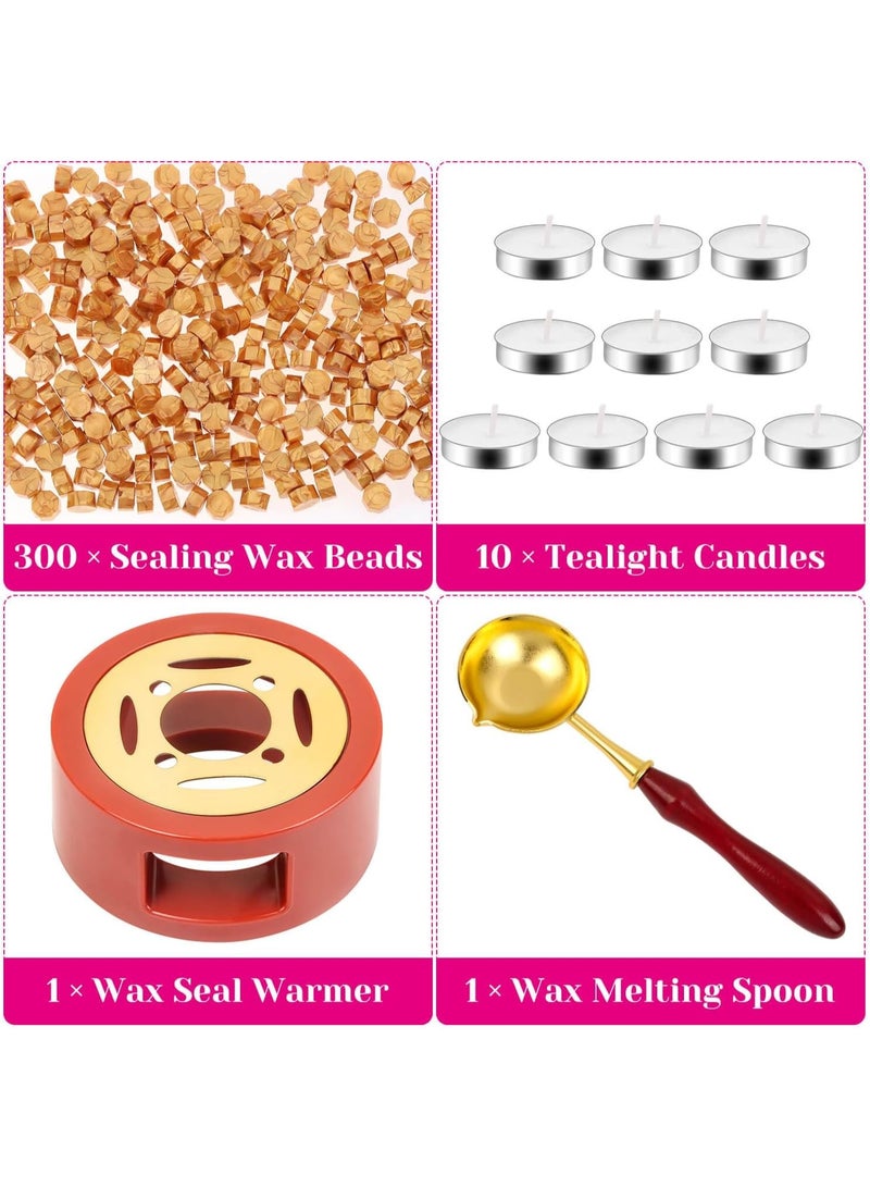 PAXCOO Sealing Wax, Paxcoo 312pcs Sealing Wax Kit with Warmer, Spoon for Stamp Letter Seal - Image 3