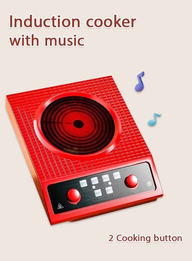 54Pcs Kids Kitchen Toy Accessories, Play Food Sets for Kids Kitchen Playset with Cookware Steam Pressure Pot and Induction Cooktop, Cooking Utensils, Preschool Learning Education Toys for Toddlers, Birthday Gifts for Girls - Image 5