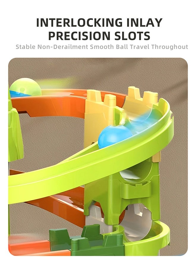 60Pcs Marble Runs, Marble Run Building Blocks for Kids 3-12, Marble Track Run Toy Ball Ejection Toy Dinosaur Climbing Hills Railcar STEM Building Toys with 8 Mini Balls - Image 3
