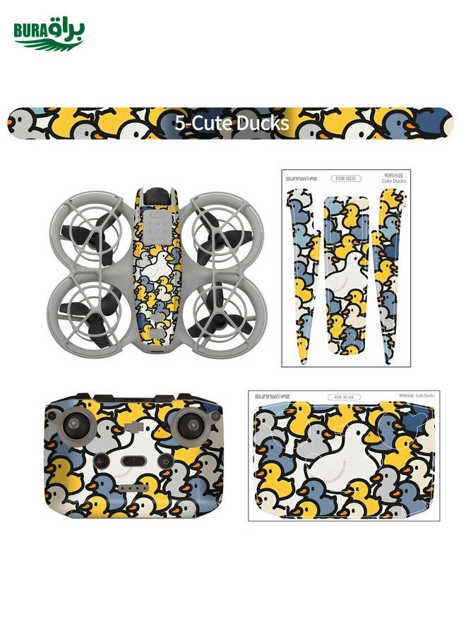 BURAQ For DJI Neo Drone Body Remote Control Protective Sticker(Cute Ducks)  - Image 2