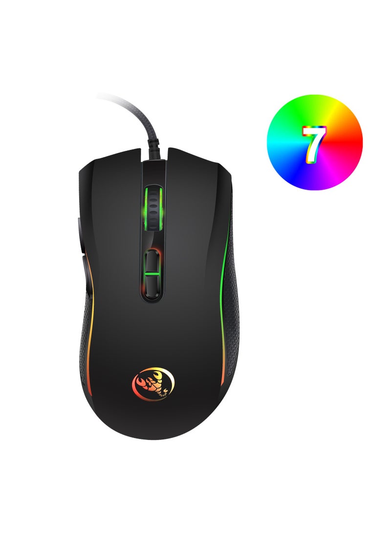 Wired Mouse A869 Wired Gaming Mouse 3200DPI 7 Buttons 7 Color LED Optical Computer Mouse Player Mice Gaming Mouse for Pro Gamer