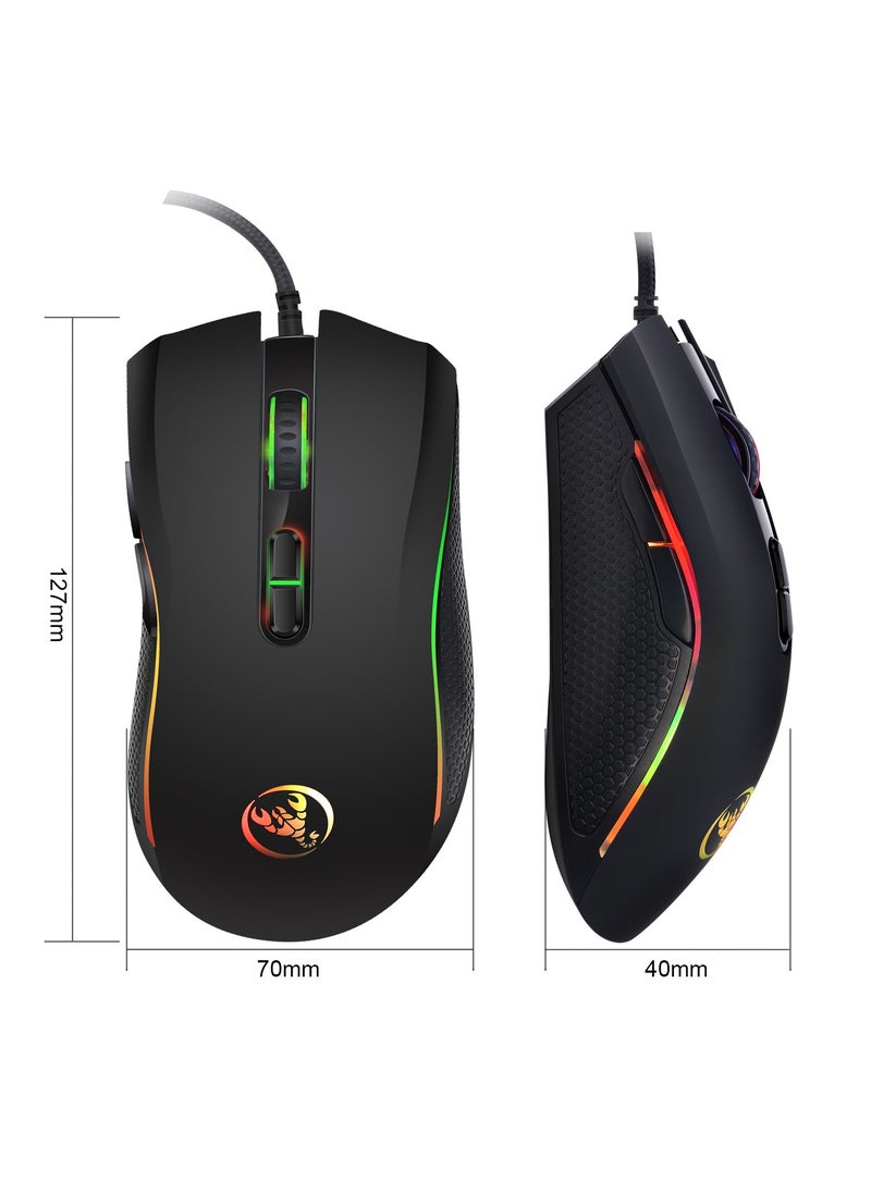 Wired Mouse A869 Wired Gaming Mouse 3200DPI 7 Buttons 7 Color LED Optical Computer Mouse Player Mice Gaming Mouse for Pro Gamer