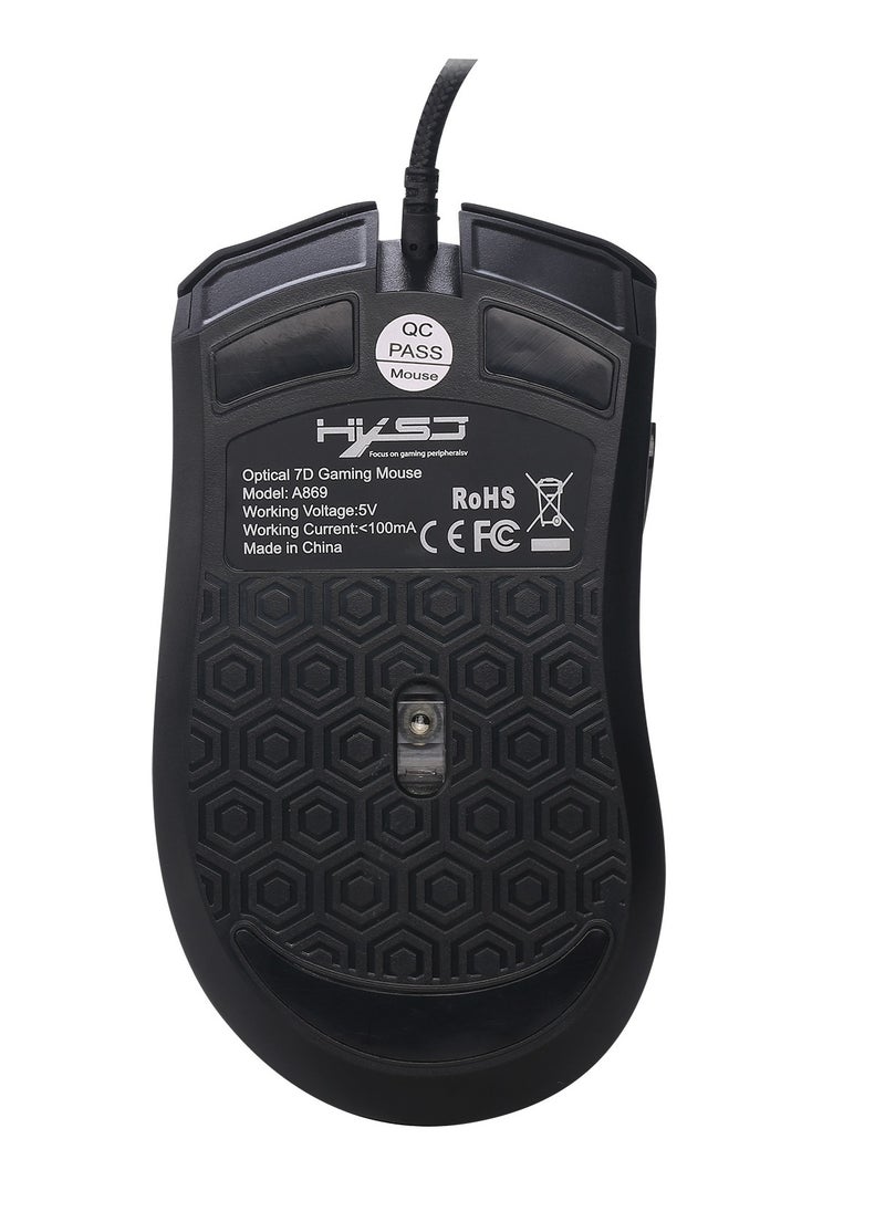Wired Mouse A869 Wired Gaming Mouse 3200DPI 7 Buttons 7 Color LED Optical Computer Mouse Player Mice Gaming Mouse for Pro Gamer