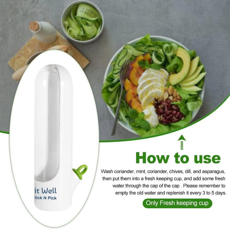 كليك آند بيك COOK IT WELL حافظة الأعشاب – حاوية تخزين الأعشاب للكزبرة الطازجة، النعناع، البقدونس، الهليون – حافظة الخضار للثلاجة – حاوية حفظ الأعشاب محكمة الإغلاق – حافظة الأوراق الطازجة – وعاء - Image 3