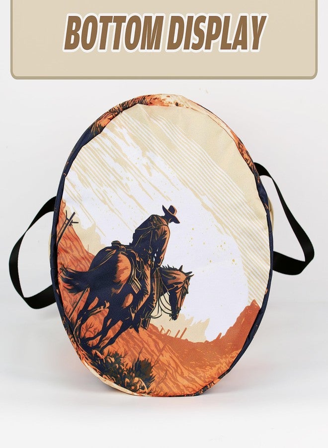 NUTAINLA Western Cowboy Laundry Basket Desert Riding Foldable Oxford Cloth Funny Tote Bag Laundry Hamper Clothes Storage Bucket Organizer For Bathroom/Laundry Storage/Bedroom18.9x16.5 Inch - Image 4