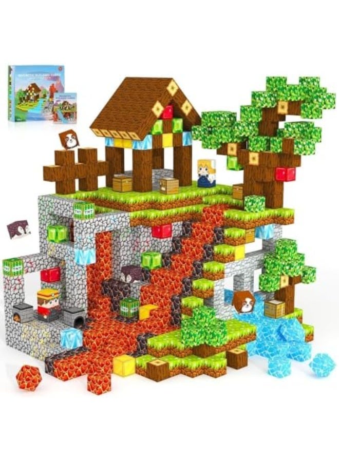 100PCS Magnetic Blocks,Magnet Building Toys,0.8IN Magnet Cubes Tiles Building Blocks,Sensory STEM Toys for 3+ Boys Girls (Pet Paradise) - Image 1