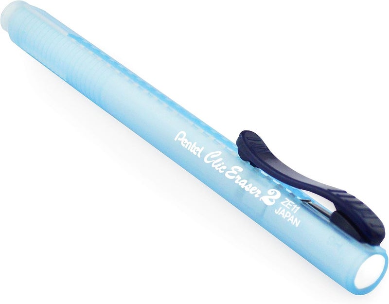 Pentel Clic Stick Eraser Rubber Holder - Blue Barrel + Clic White Eraser Refills (2) - Image 4