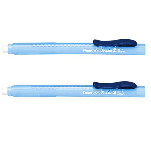 Pentel Clic Stick Eraser Rubber Holder - Blue Barrel + Clic White Eraser Refills (2) - Image 2
