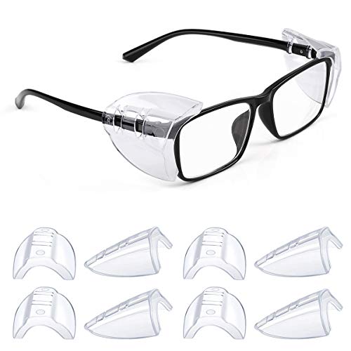 MELASA 4 Pairs Side Shields for Prescription Glasses, Safety Glasses Side Shields for Eye Protection, Slip on Side Shields for Eye Glasses, Fits Most Small to Large Eyeglasses - Image 1