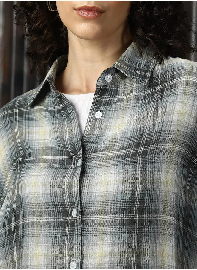 هاي ستار Oversized Multicolour 100% Cotton Check Full Sleeves Woven Button Down with Button Closure Regular Length Spread Collar Collar - Ideal for Casual - A Must-Have for Your Wardrobe!