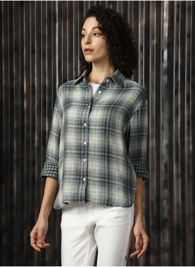 هاي ستار Oversized Multicolour 100% Cotton Check Full Sleeves Woven Button Down with Button Closure Regular Length Spread Collar Collar - Ideal for Casual - A Must-Have for Your Wardrobe!