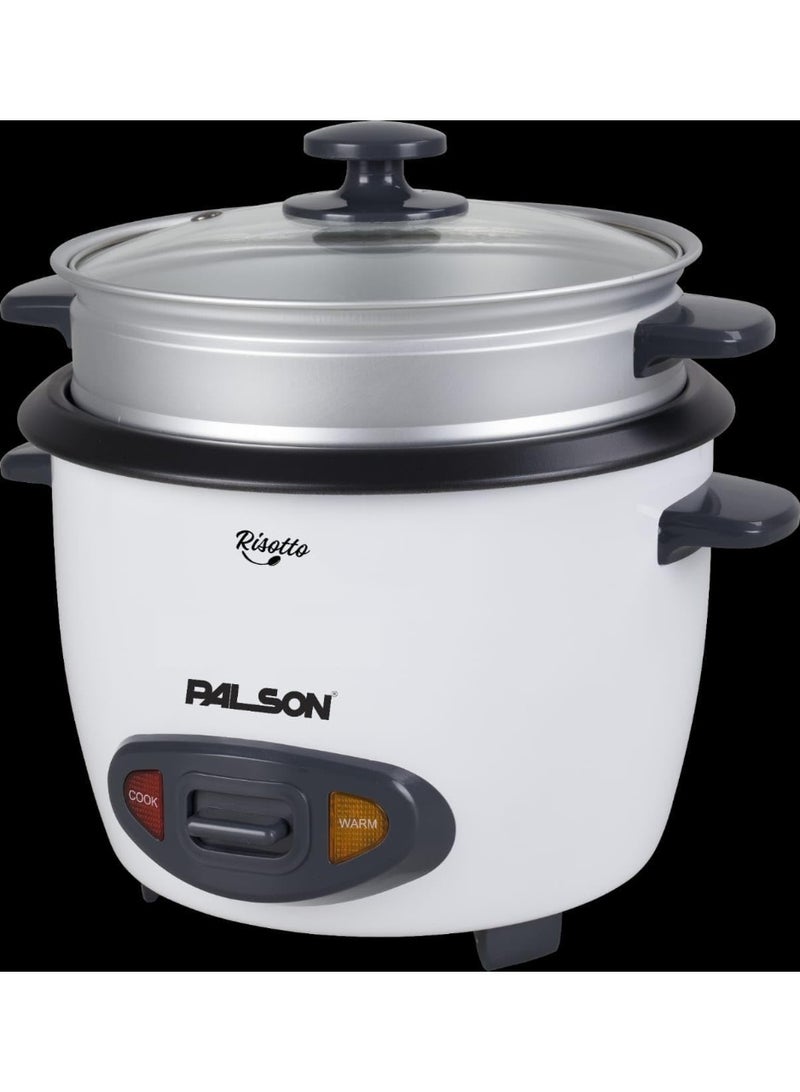 PALSON Electrical Rice Cooker 1.8L, Non-stick coating for easy cleaning, Includes aluminum steamer, White - 40024 - Image 3