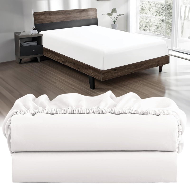 DESTINY CRESCENT BED Knit Jersey 100% Cotton 2 Twin XL Fitted Bed Sheets (2-Pack) Soft and Comfy - Twin Extra Long  15"" Deep Pocket  39"" x 80"" Great for Dorm Room  Hospital and Split King Dual Adjustable Beds (White) - Image 1