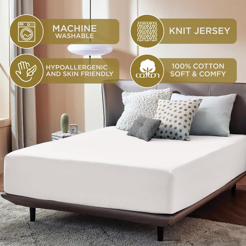 DESTINY CRESCENT BED Knit Jersey 100% Cotton 2 Twin XL Fitted Bed Sheets (2-Pack) Soft and Comfy - Twin Extra Long  15"" Deep Pocket  39"" x 80"" Great for Dorm Room  Hospital and Split King Dual Adjustable Beds (White) - Image 5