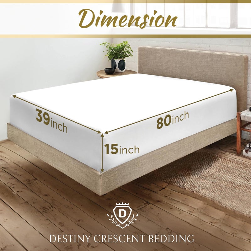 DESTINY CRESCENT BED Knit Jersey 100% Cotton 2 Twin XL Fitted Bed Sheets (2-Pack) Soft and Comfy - Twin Extra Long  15"" Deep Pocket  39"" x 80"" Great for Dorm Room  Hospital and Split King Dual Adjustable Beds (White) - Image 2