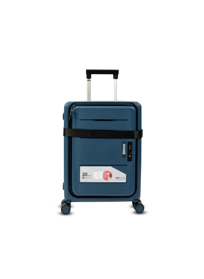 Collapsible & Foldable Hardcase Cabin Suitcase for Travel for Men's & Women's | Travel Trolley Bag| 8 Wheels | TSA Lock | Easy-to-Store (Dark Blue, 20 Inch) - Image 1