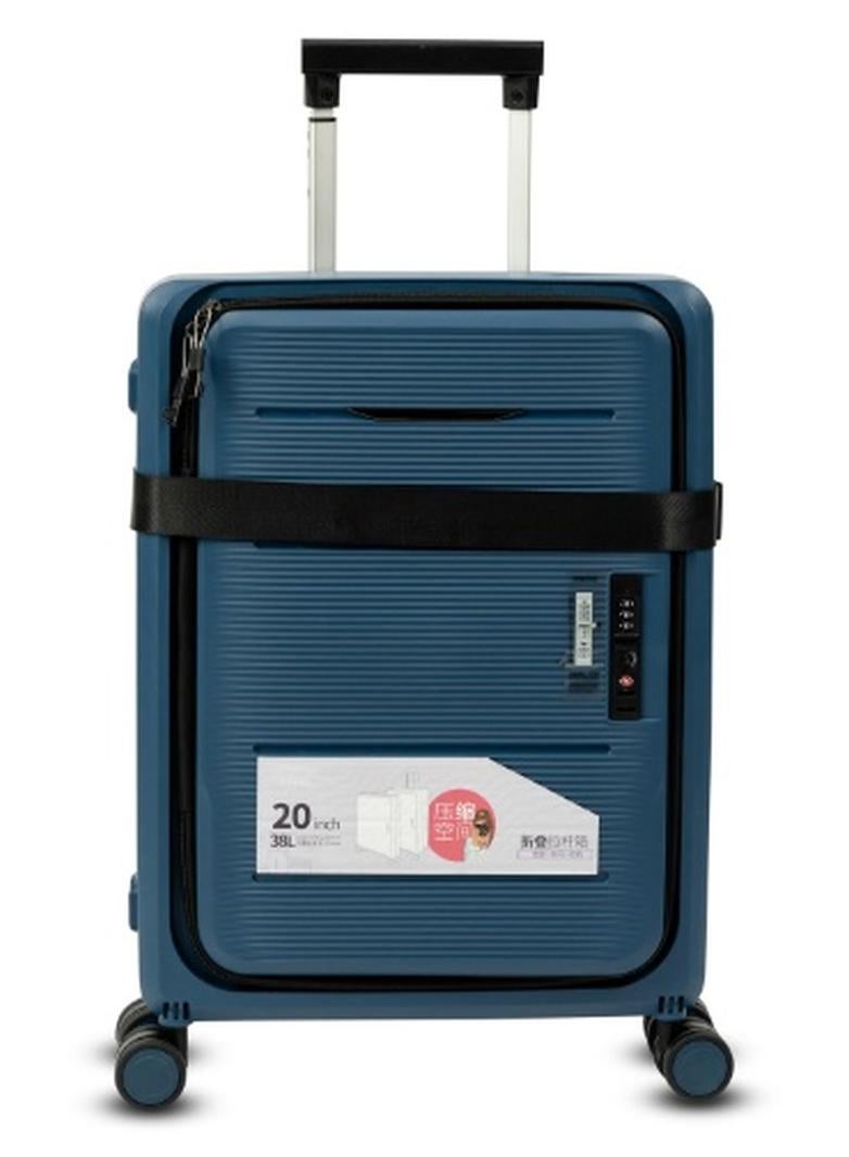 حقيبة سفر فاخرة بلاستيكية صلبة خفيفة وقابلة للطي بسهولة للرجال والنساء | حقيبة ترولي للسفر | ٨ عجلات | غير قابلة للكسر من مادة pp | قفل امان TSA | تصميم انيق و سهلة التخزين | لون رمادي داكن | مقاس 20 بوصة - Image 1