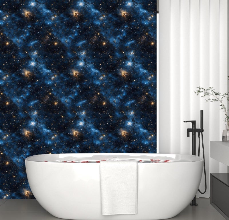 Laatse Blue Starry Peel and Stick Removable Black Sky Contact Paper 17.5" x 118", Gold Star Modern Wallpaper Mural Waterproof Self Adhesive for Wall Bedroom Bathroom Kitchen Cabinet Room Decor - Image 5