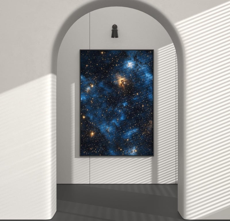 Laatse Blue Starry Peel and Stick Removable Black Sky Contact Paper 17.5" x 118", Gold Star Modern Wallpaper Mural Waterproof Self Adhesive for Wall Bedroom Bathroom Kitchen Cabinet Room Decor - Image 4