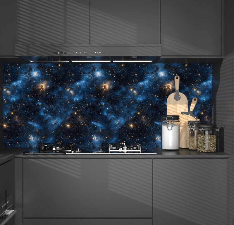 Laatse Blue Starry Peel and Stick Removable Black Sky Contact Paper 17.5" x 118", Gold Star Modern Wallpaper Mural Waterproof Self Adhesive for Wall Bedroom Bathroom Kitchen Cabinet Room Decor - Image 3