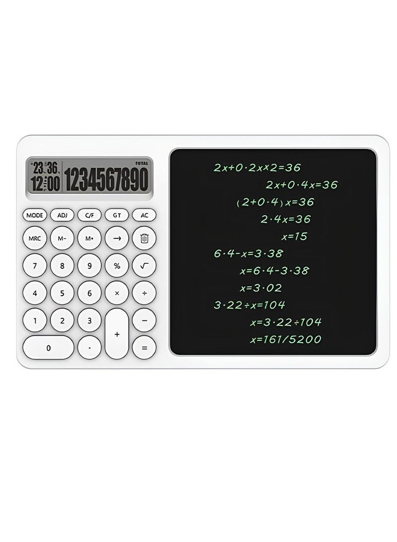 Davin Scientific Calculator with Writing Tablet Desktop Erasable LCD Professional Financial Calculator for Home School Office Business White - Image 1