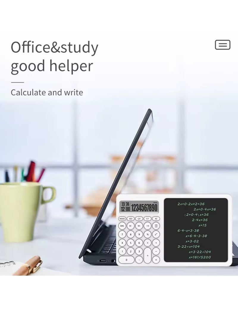 Davin Scientific Calculator with Writing Tablet Desktop Erasable LCD Professional Financial Calculator for Home School Office Business White - Image 2