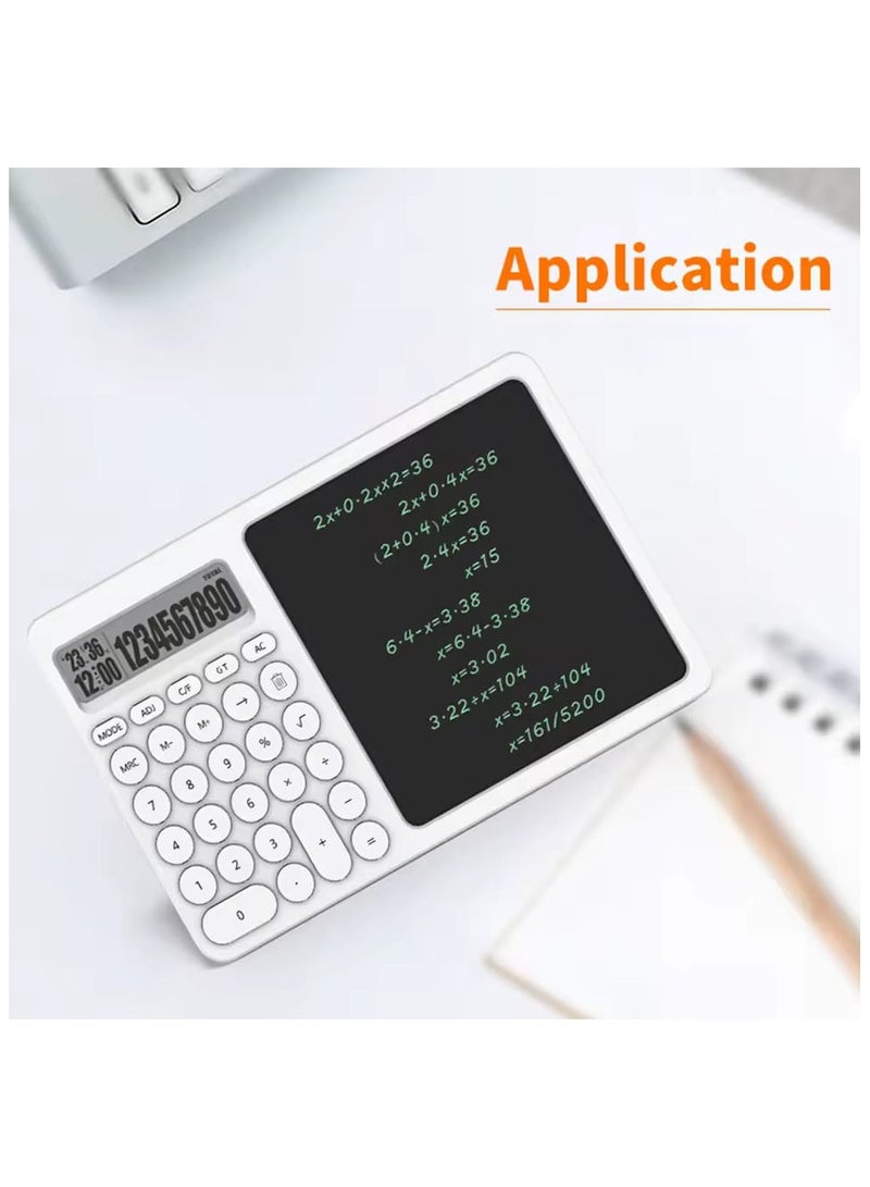 Davin Scientific Calculator with Writing Tablet Desktop Erasable LCD Professional Financial Calculator for Home School Office Business White - Image 3