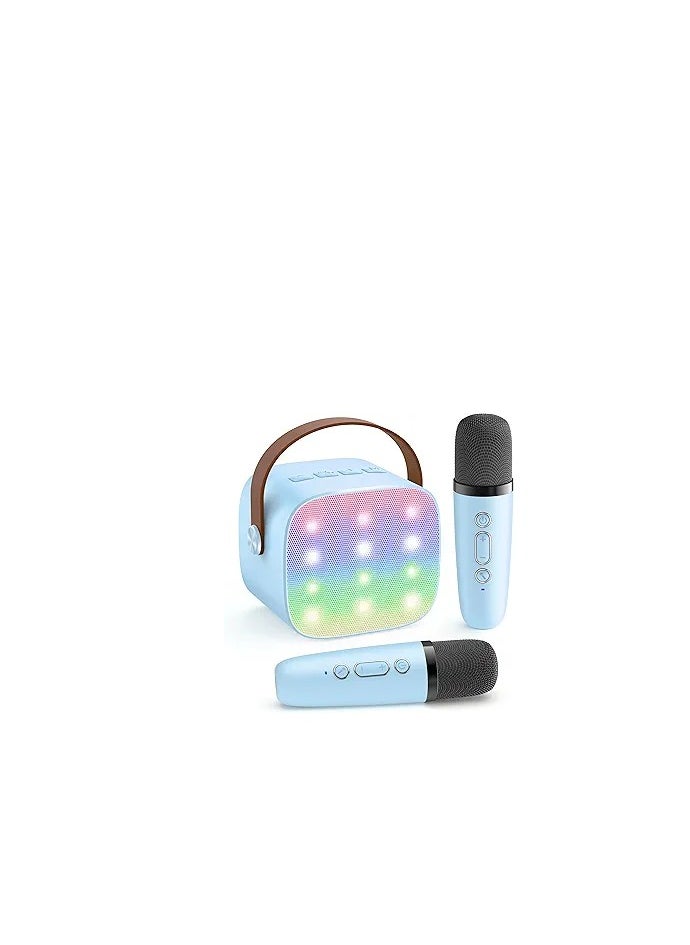 Karaoke Machine, Mini Karaoke Machine with 2 Wireless Microphones for Singing, for Kids & Adults Year, Birthday Gifts Portable Karaoke Machine (Blue)  - Image 1