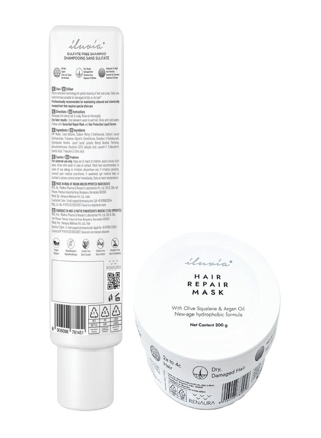 iluvia Damage Defence Duo - New & Improved Sulfate Free Shampoo (200ml) & Hair Repair Mask (200g) - Image 2