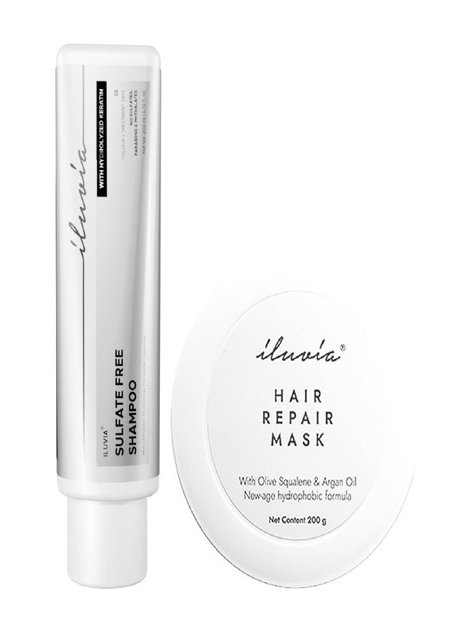 iluvia Damage Defence Duo - New & Improved Sulfate Free Shampoo (200ml) & Hair Repair Mask (200g) - Image 1