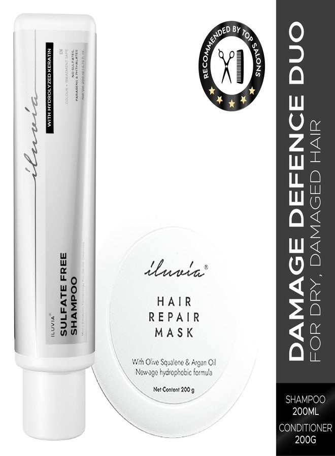 iluvia Damage Defence Duo - New & Improved Sulfate Free Shampoo (200ml) & Hair Repair Mask (200g) - Image 3